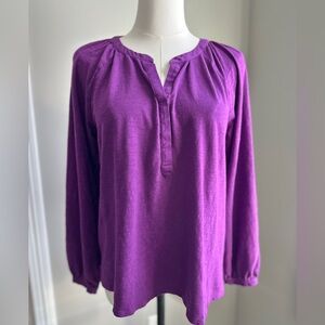 J. Jill Small Purple slub knit split neck top